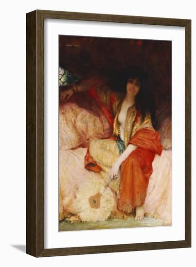 A Harem Beauty Holding a Fan-Gabriel Joseph Marie Augustin Ferrier-Framed Giclee Print
