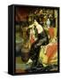 A Harem Beauty Seated on a Leopard Skin-Frederic Louis Leve-Framed Stretched Canvas