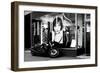 A Harley Davidson Is Based on a Window of a Hairdresser-Bastian Kienitz-Framed Photographic Print