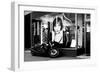 A Harley Davidson Is Based on a Window of a Hairdresser-Bastian Kienitz-Framed Photographic Print