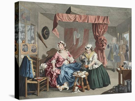 A Harlot's Progress, Plate Lll: Apprehended by a Magistrate, Illustration from 'Hogarth Restored:…-William Hogarth-Stretched Canvas