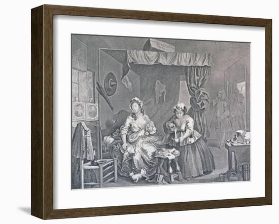 A Harlot's Progress, Plate Three: Apprehended by a Magistrate, 1732-William Hogarth-Framed Giclee Print