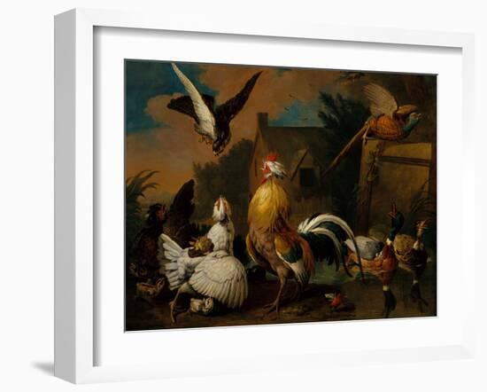 A Hawk attacking Poultry in a Farmyard-Pieter Casteels-Framed Giclee Print
