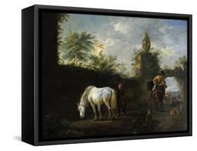 A Hawking Party, C.1665-Philips Wouwermans or Wouvermans-Framed Stretched Canvas