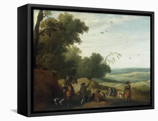 A Hawking Party halted beside the Edge of a Wood, 1629-Joost Cornelisz Droochsloot-Framed Stretched Canvas
