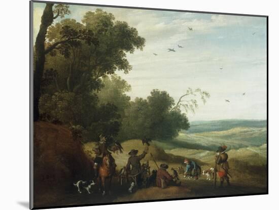 A Hawking Party halted beside the Edge of a Wood, 1629-Joost Cornelisz Droochsloot-Mounted Giclee Print