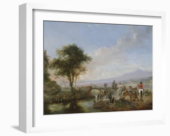 A Hawking Party (Oil on Copper)-Philips Wouwermans Or Wouwerman-Framed Giclee Print