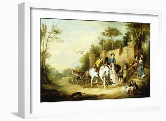 A Hawking Party Setting Out from the Steps of a Country House, 1828-Francis Calcraft Turner-Framed Giclee Print