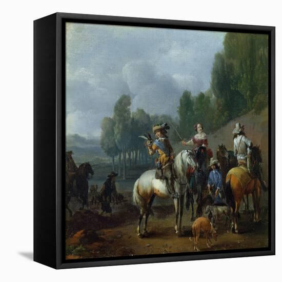 A Hawking Party-Philips Wouwermans Or Wouwerman-Framed Stretched Canvas