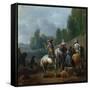 A Hawking Party-Philips Wouwermans Or Wouwerman-Framed Stretched Canvas