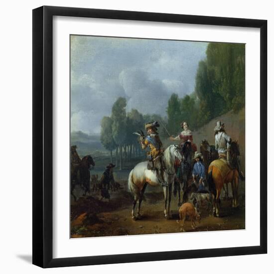 A Hawking Party-Philips Wouwermans Or Wouwerman-Framed Premium Giclee Print