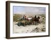 A Haycart, a Shepherd and His Flock on a Country Lane-Alfred von Kowalski-Wierusz-Framed Giclee Print