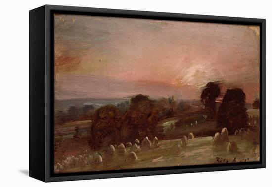 A Hayfield Near East Bergholt at Sunset-John Constable-Framed Stretched Canvas