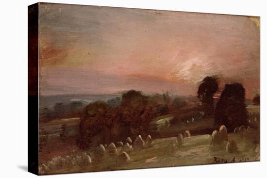 A Hayfield Near East Bergholt at Sunset-John Constable-Stretched Canvas