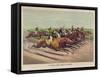 A Head and Head Finish-Currier & Ives-Framed Stretched Canvas