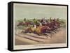 A Head and Head Finish-Currier & Ives-Framed Stretched Canvas