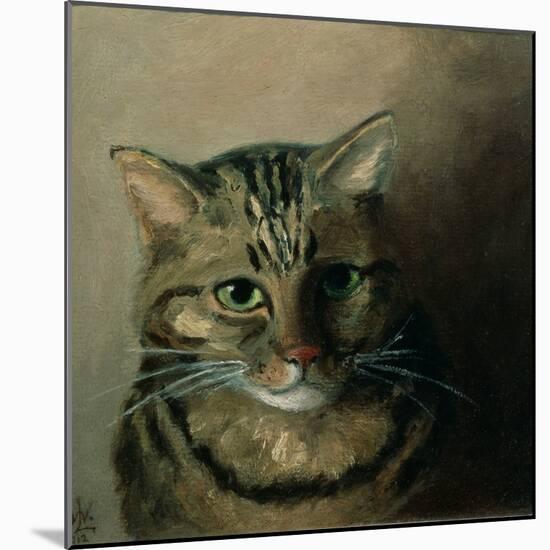 A Head Study of a Tabby Cat-Louis Wain-Mounted Giclee Print