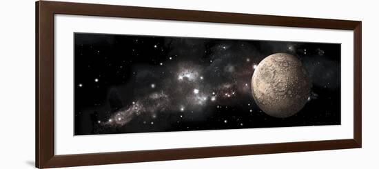 A Heavily Cratered Moon Alone in Deep Space-null-Framed Art Print