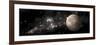 A Heavily Cratered Moon Alone in Deep Space-null-Framed Premium Giclee Print