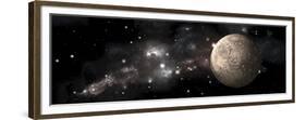 A Heavily Cratered Moon Alone in Deep Space-null-Framed Premium Giclee Print