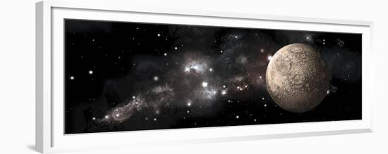 A Heavily Cratered Moon Alone in Deep Space-null-Framed Premium Giclee Print