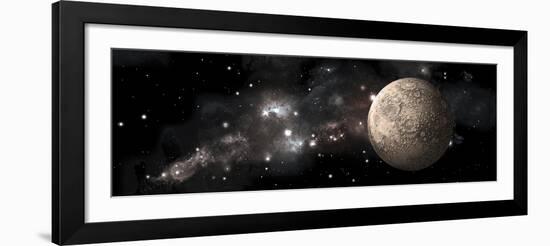 A Heavily Cratered Moon Alone in Deep Space-null-Framed Art Print