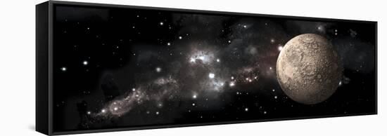 A Heavily Cratered Moon Alone in Deep Space-null-Framed Stretched Canvas