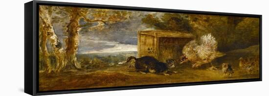 A Hen Defending Her Chickens from the Attack of a Cat-Sir Francis Bourgeois-Framed Stretched Canvas