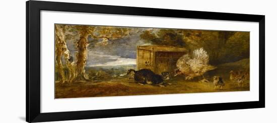 A Hen Defending Her Chickens from the Attack of a Cat-Sir Francis Bourgeois-Framed Giclee Print