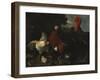 A Hen, Rooster and Turkey in a Farmyard-Melchior de Hondecoeter-Framed Giclee Print