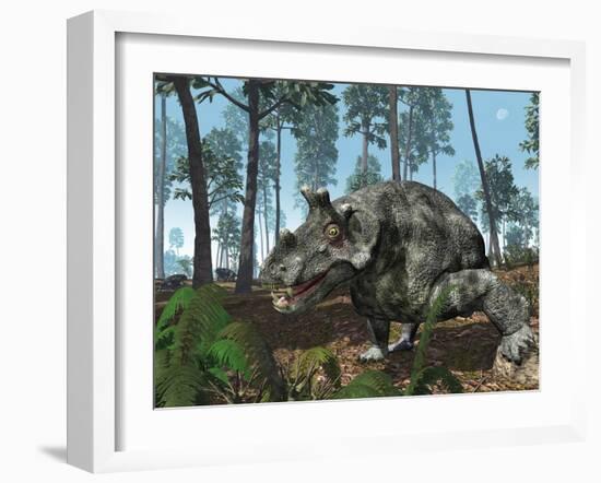 A Herbivorous Dinocephalian Therapsid Grazes on a Hilltop-Stocktrek Images-Framed Photographic Print