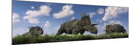 A Herd of Albertaceratops Grazing-null-Mounted Art Print