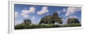 A Herd of Albertaceratops Grazing-null-Framed Premium Giclee Print