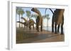 A Herd of Apatosaurus Dinosaurs-null-Framed Art Print