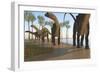 A Herd of Apatosaurus Dinosaurs-null-Framed Art Print