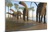 A Herd of Apatosaurus Dinosaurs-null-Mounted Art Print