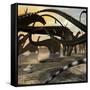 A Herd of Argentinosaurus Marching Along the Side of a Beach-Stocktrek Images-Framed Stretched Canvas