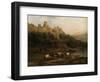A Herd of Bulls by a River and a Castle Above, 1837-Jenaro Perez Villaamil-Framed Giclee Print