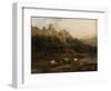 A Herd of Bulls by a River and a Castle Above, 1837-Jenaro Perez Villaamil-Framed Giclee Print