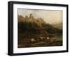 A Herd of Bulls by a River and a Castle Above, 1837-Jenaro Perez Villaamil-Framed Giclee Print