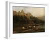 A Herd of Bulls by a River and a Castle Above, 1837-Jenaro Perez Villaamil-Framed Giclee Print