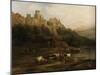 A Herd of Bulls by a River and a Castle Above, 1837-Jenaro Perez Villaamil-Mounted Giclee Print