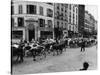 A Herd of Cattle is Driven Along a Paris Streen-null-Stretched Canvas