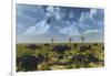 A Herd of Centrosaurus Dinosaurs on the Move-null-Framed Art Print