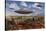 A Herd of Centrosaurus Dinosaurs Walk Past a Group of UFO'S-null-Stretched Canvas