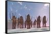 A Herd of Columbian Mammoths Migrate to a Warmer Climate-Stocktrek Images-Framed Stretched Canvas