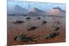A Herd of Dead Centrosaurus Dinosaurs Killed by a Flash Flood-null-Mounted Art Print