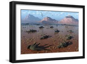 A Herd of Dead Centrosaurus Dinosaurs Killed by a Flash Flood-null-Framed Premium Giclee Print