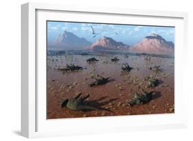 A Herd of Dead Centrosaurus Dinosaurs Killed by a Flash Flood-null-Framed Art Print