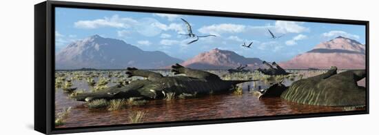 A Herd of Dead Centrosaurus Dinosaurs Killed by a Flash Flood-null-Framed Stretched Canvas